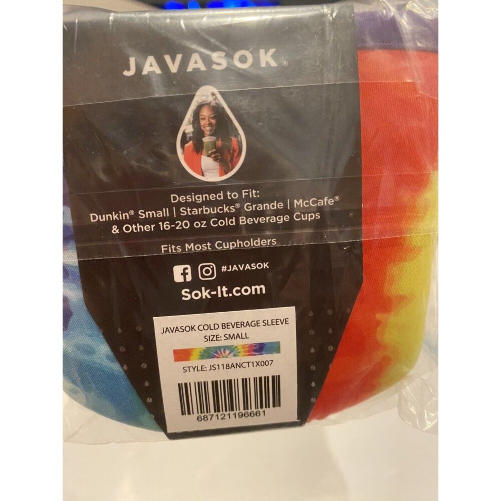 Javasok For Small Cold Drinks Tie Dye Pattern.  Fits Small Dunkin’, Starbucks